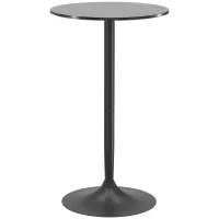 Tavolo da Bar Rotondo, Tavolo da Bistro da Piedi, Tavolo da Cucina, Stile Contemporaneo, Piano Dipinto e Struttura in Acciaio, Nero