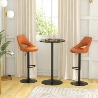 Tavolo da Bar Rotondo, Tavolo da Bistro da Piedi, Tavolo da Cucina, Stile Contemporaneo, Piano Dipinto e Struttura in Acciaio, Nero - Image 2