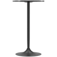 Tavolo da Bar Rotondo, Tavolo da Bistro da Piedi, Tavolo da Cucina, Stile Contemporaneo, Piano Dipinto e Struttura in Acciaio, Nero - Image 5