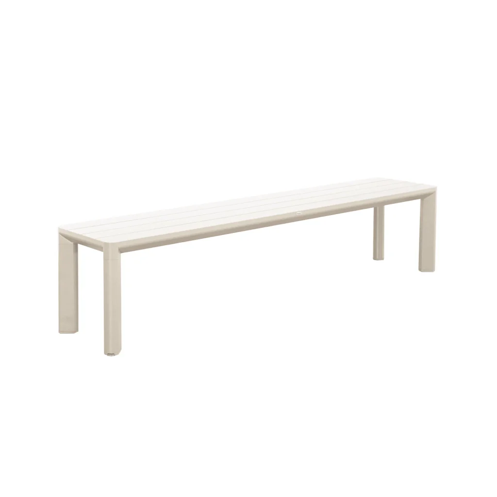 Set tavolo da giardino in alluminio con 1 panchina e 4 sedie, beige - Image 7