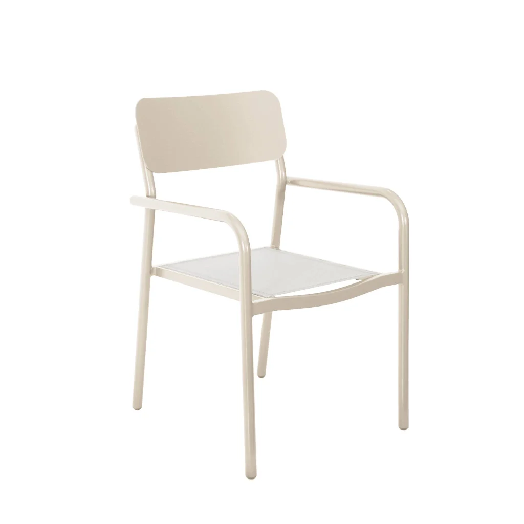 Set tavolo da giardino in alluminio con 1 panchina e 4 sedie, beige - Image 8