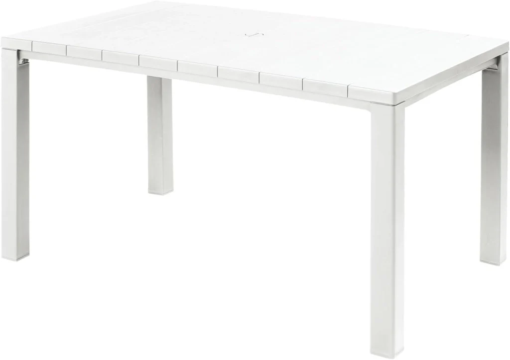 Tavolo da Giardino in Resina Effetto Legno con Struttura Rinforzata per 6 Persone Colore Bianco Modello Julie Keter