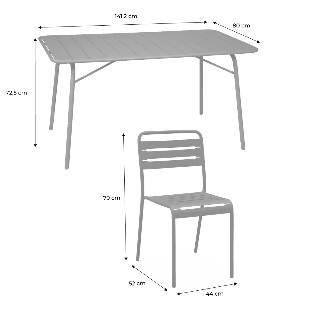 Set tavolo da giardino in acciaio con 6 sedie, 140cm, giallo - Image 5