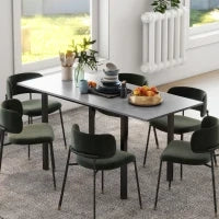 Tavolo da Pranzo Estensibile, Tavolo da Cucina, Design Moderno, con Grande Piano, per 6 Persone, Struttura in Acciaio, Grigio Scuro - Image 2