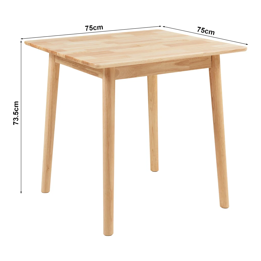 Tavolo da Pranzo Klijori Tavolo da Cucina in Legno di Hevea 75x75 cm color Naturale [en.casa] - Image 4