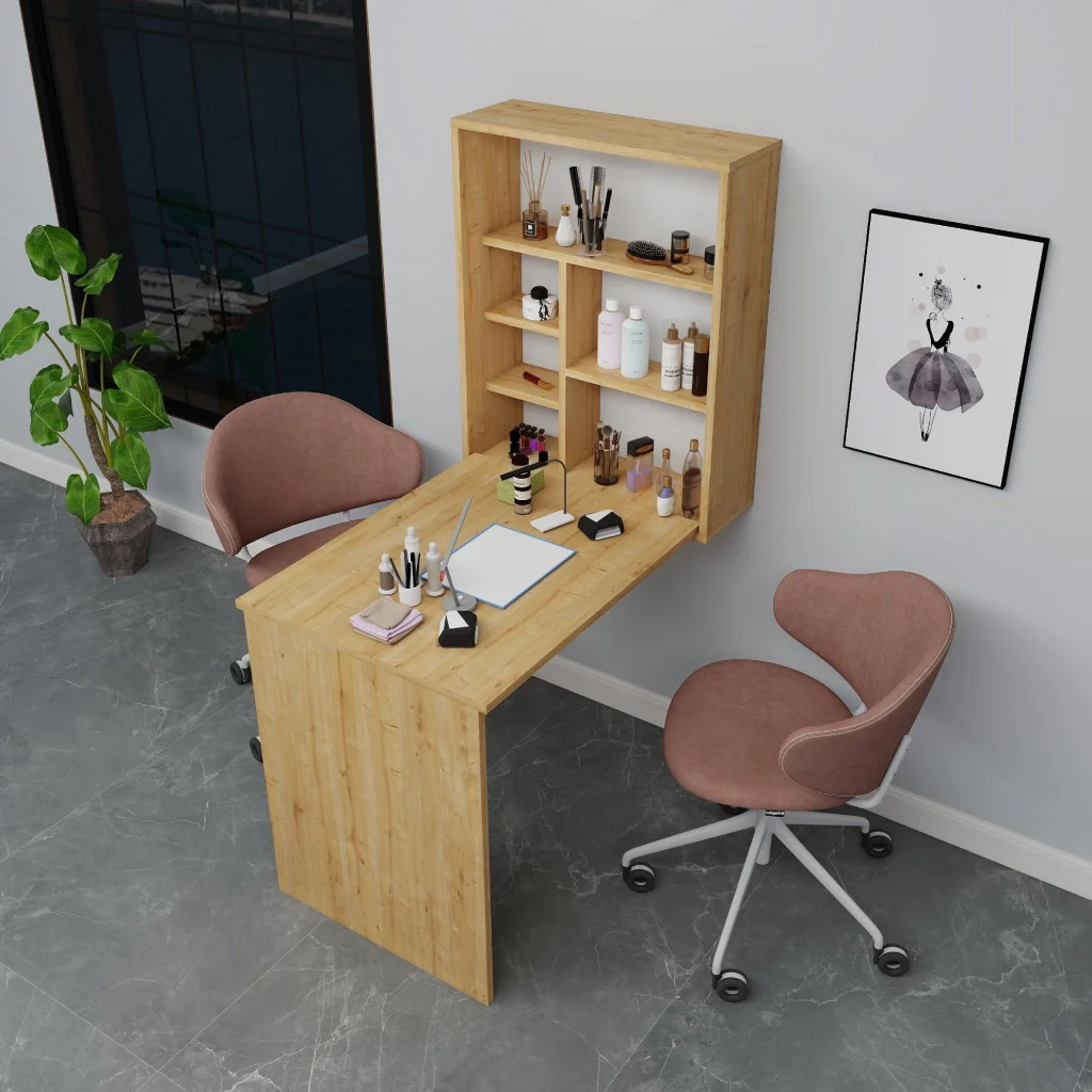 Tavolo da trucco in legno "Sedir" - 90 x 59 x 74 cm - Beige - Image 3
