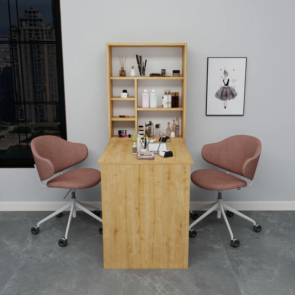 Tavolo da trucco in legno "Sedir" - 90 x 59 x 74 cm - Beige - Image 4