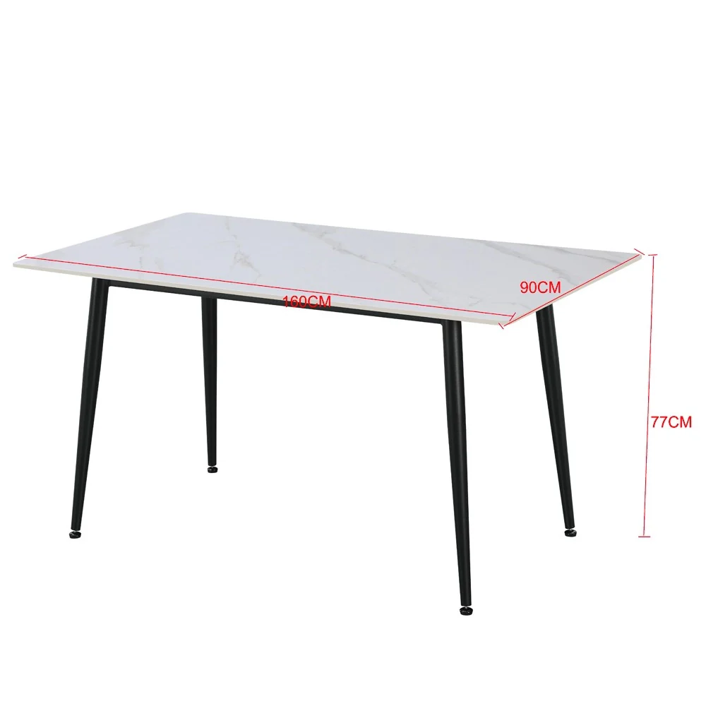 Tavolo fisso Kilo 160x90 cm. con piano in ceramica effetto marmo nero con venature oro opaco e gambe nere - Image 4
