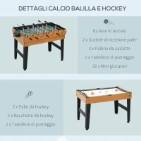Tavolo Multigioco 4 in 1 con Calcio Balilla, Biliardo, Ping Pong e Hockey da Tavolo, 107x61x84.5cm - Image 6