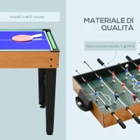 Tavolo Multigioco 4 in 1 con Calcio Balilla, Biliardo, Ping Pong e Hockey da Tavolo, 107x61x84.5cm - Image 7