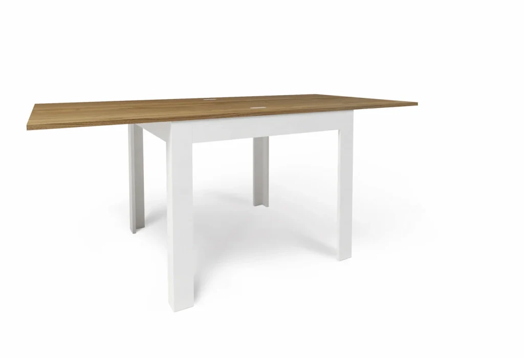 Tavolo Quadrato / Rettangolare Pieghevole Allungabile 90+90cm noce stelvio e bianco ossido - Image 2