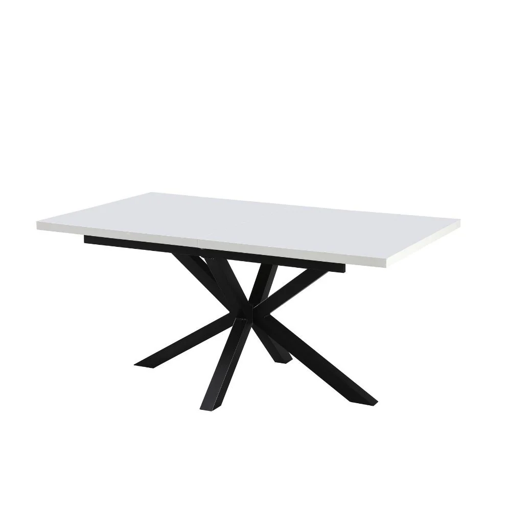 Tavolo rettangolare allungabile Rob con piano bianco e gambe in metallo nero - Image 2