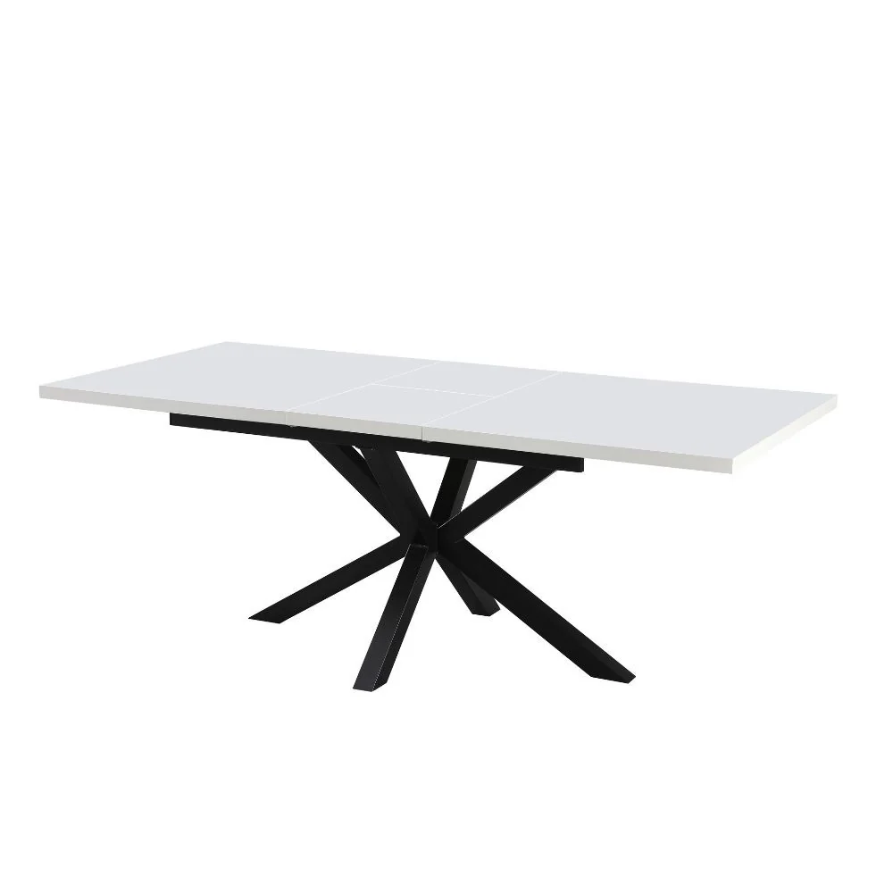 Tavolo rettangolare allungabile Rob con piano bianco e gambe in metallo nero - Image 4