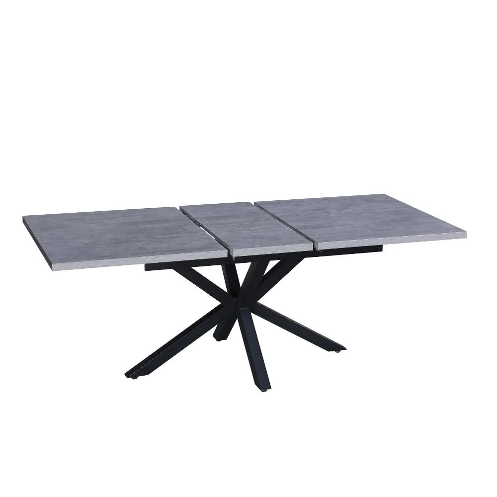 Tavolo rettangolare allungabile Rob con piano cemento e gambe in metallo nero - Image 3