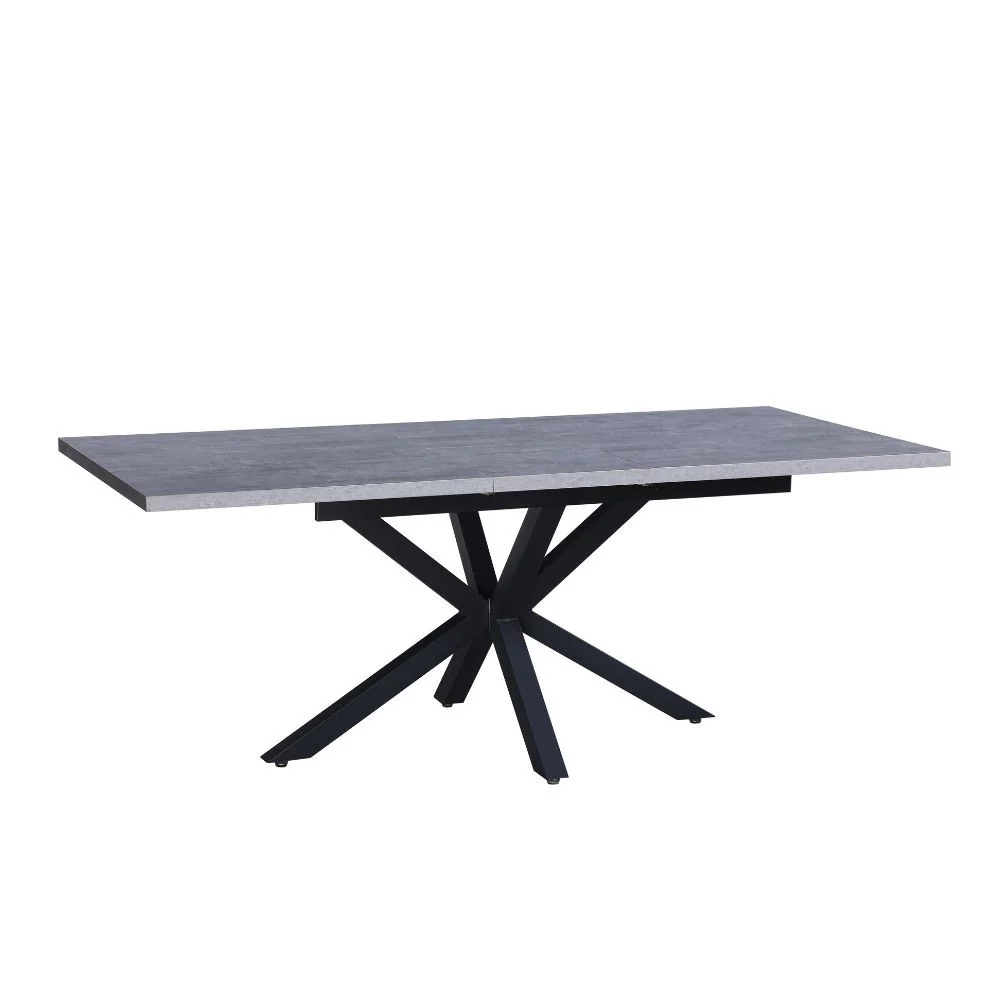 Tavolo rettangolare allungabile Rob con piano cemento e gambe in metallo nero - Image 4