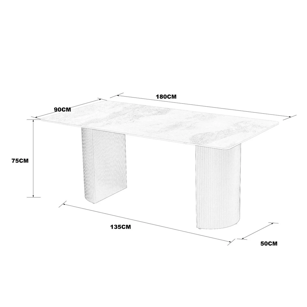Tavolo rettangolare fisso Megalit con piano in ceramica bianco lucido e struttura in metallo nero - Image 5