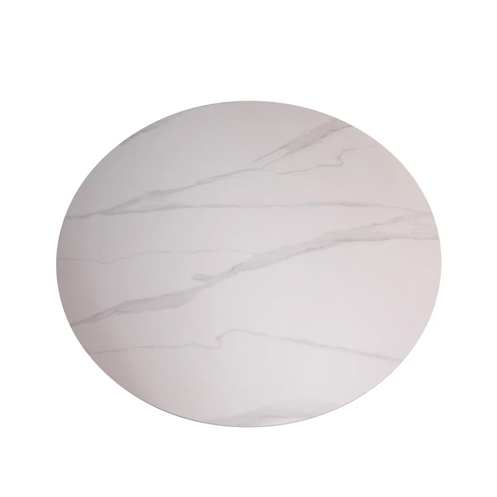 Tavolo rotondo fisso Aurora con piano in ceramica bianco lucido e struttura in metallo nero - Image 4