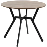 Tavolo Rotondo da Soggiorno per 2 Persone con Sostegno a X, in Legno e Acciaio, Ø90x76 cm, Nero e Marrone - Image 10