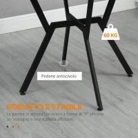 Tavolo Rotondo da Soggiorno per 2 Persone con Sostegno a X, in Legno e Acciaio, Ø90x76 cm, Nero e Marrone - Image 5