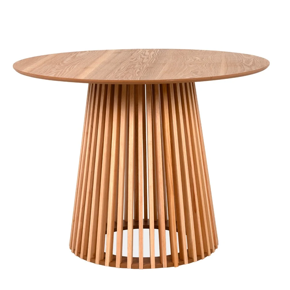 Tavolo rotondo Garle 81A con base cannettata in legno naturale - Image 3