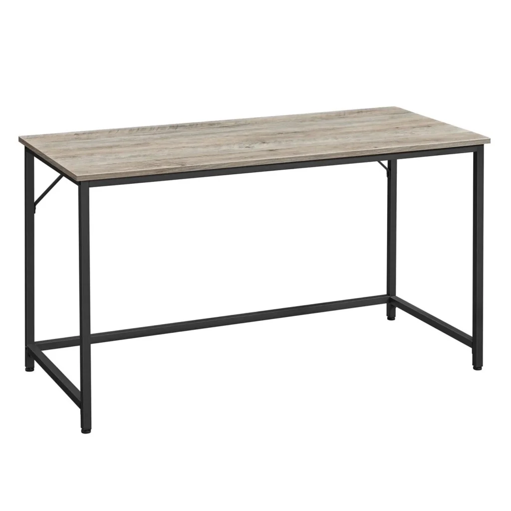 Scrivania/postazione di lavoro 140 x 60 x 75 cm per ufficio soggiorno camera da letto montaggio semplice metallo stile industriale beige e nero 12_0001298