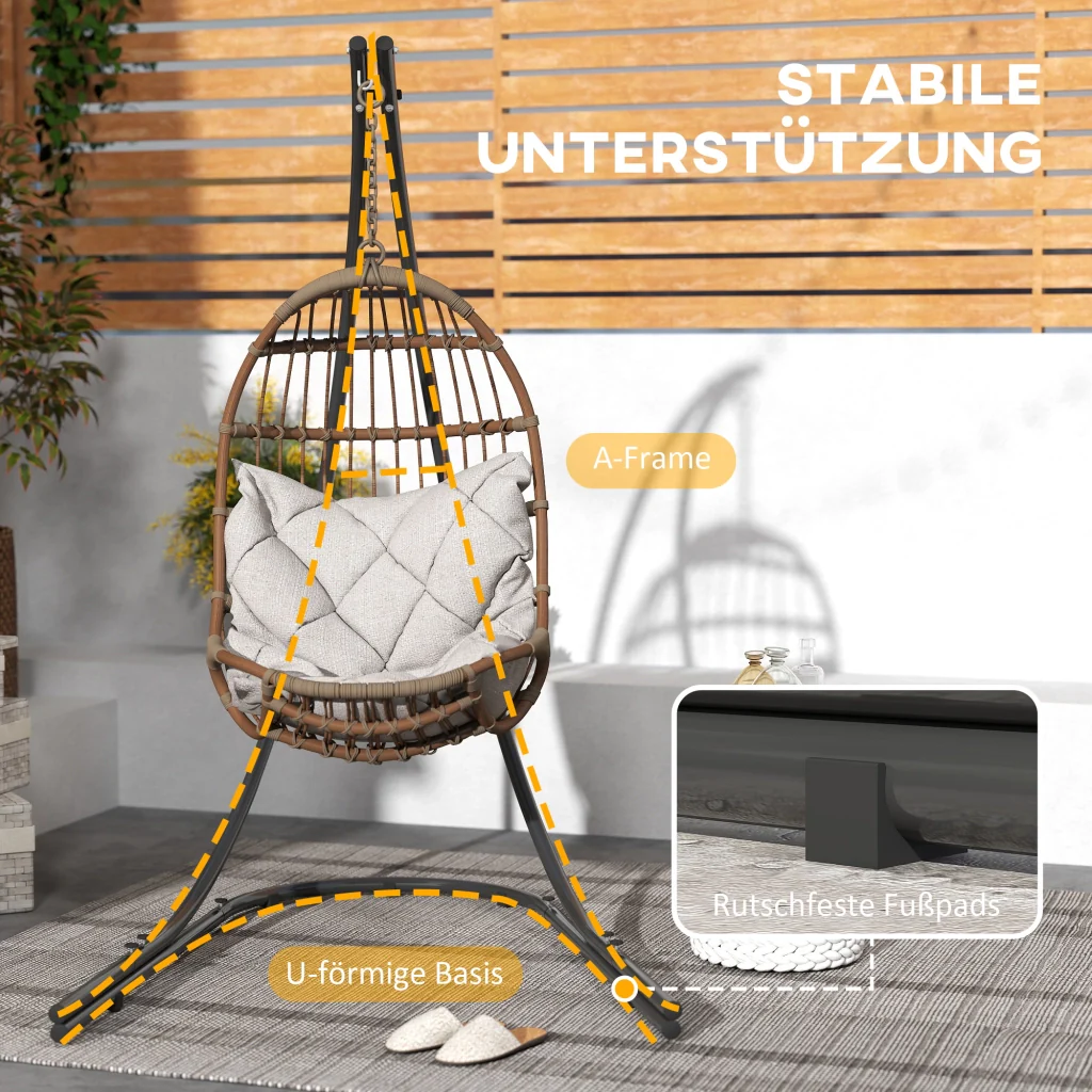 Telaio della sedia sospeso a forma di C Base metallica con base per appendere fino a 150 kg Nero - Image 6