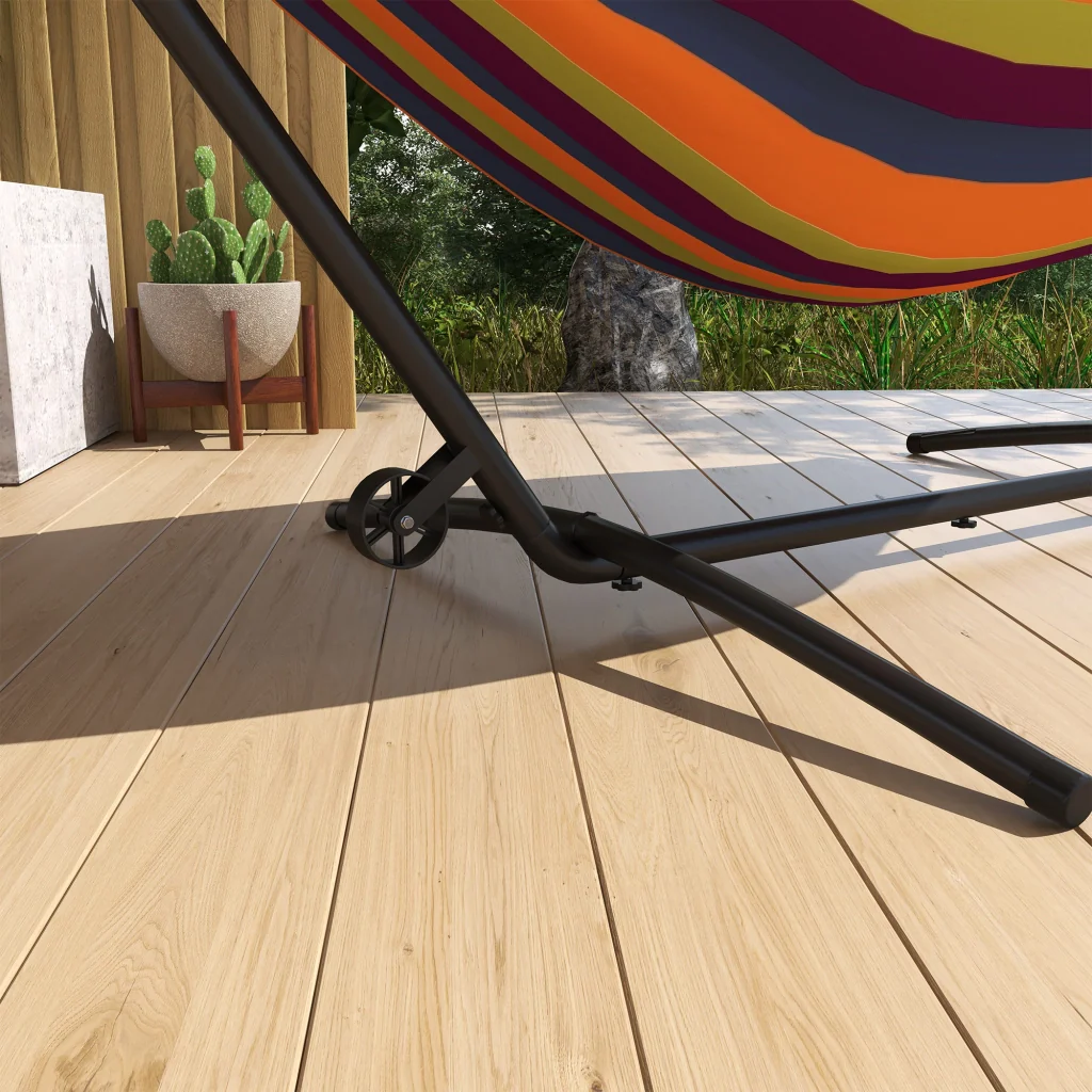 Telaio per amaca per supporto amaca impermeabile dimensione regolabile 290 cm x 120 cm x 115 cm nero - Image 7