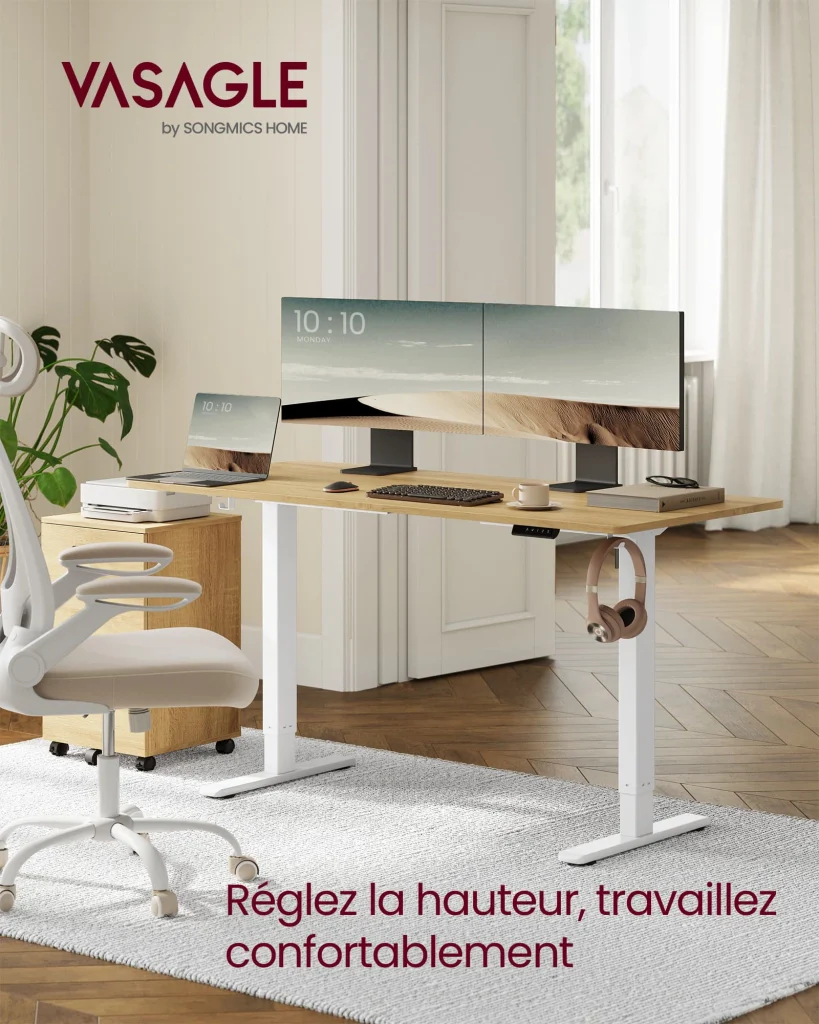 Telaio per scrivania regolabile elettricamente in altezza supporto per scrivania sit-stand senza piano con 2 ganci funzione memory 3 impostazioni di altezza acciaio bianco 12_0004608 - Image 2