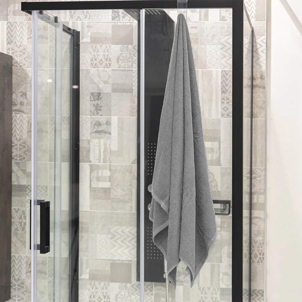 Telo bagno per doccia 90x140 cm grigio in cotone 100% - Image 5