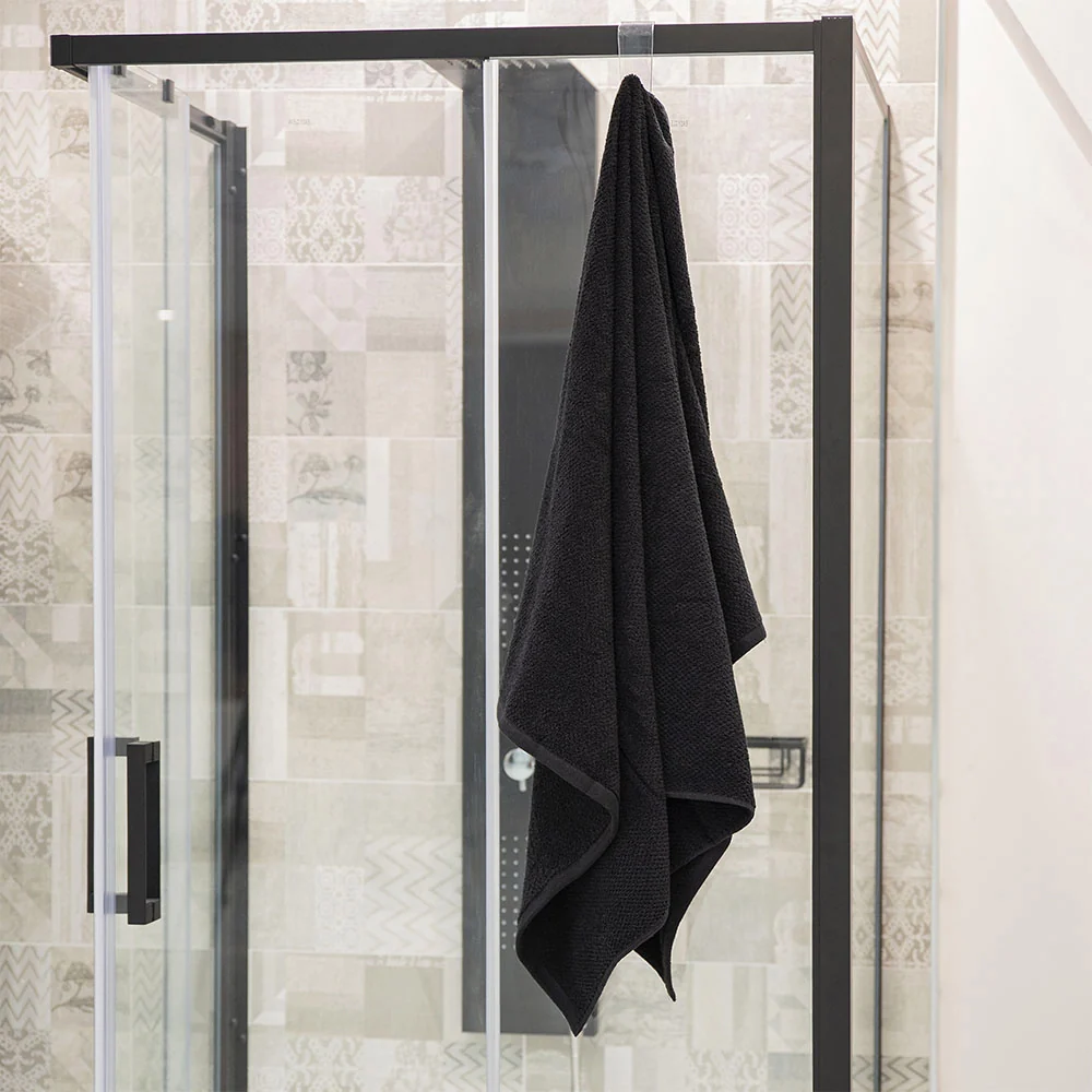 Telo bagno per doccia 90x140 cm nero in cotone 100% - Image 5