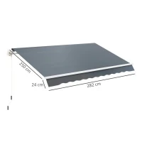 Telo di Ricambio Tenda Parasole Retrattile 3x2.5m in Poliestere Anti UV 50+, Giardino, Grigio - Image 3
