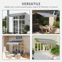 Telo di Ricambio Tenda Parasole Retrattile 3x2.5m in Poliestere Anti UV 50+, Giardino, Grigio - Image 6