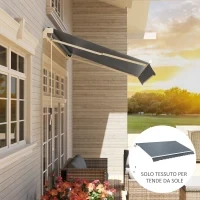 Telo di Ricambio Tenda Parasole Retrattile 3x2.5m in Poliestere Anti UV 50+, Giardino, Grigio - Image 9