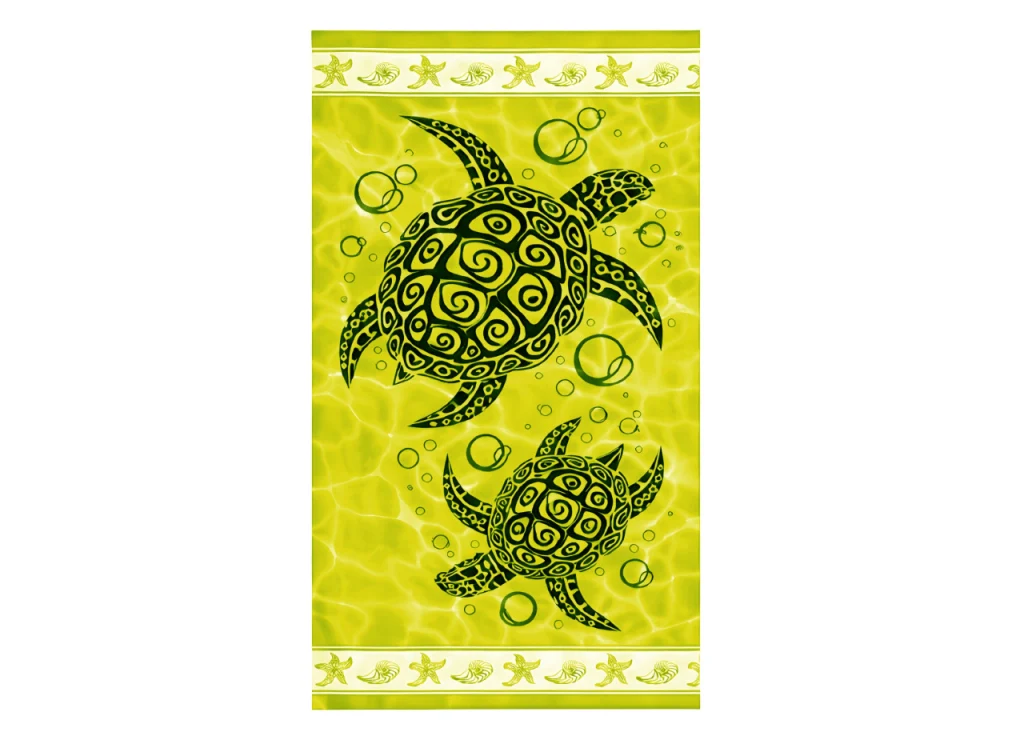 Telo Mare Grande 100x180 Spugna Spiaggia Piscina Maui Turtle D28 - Telo Mare - Giallo Acido