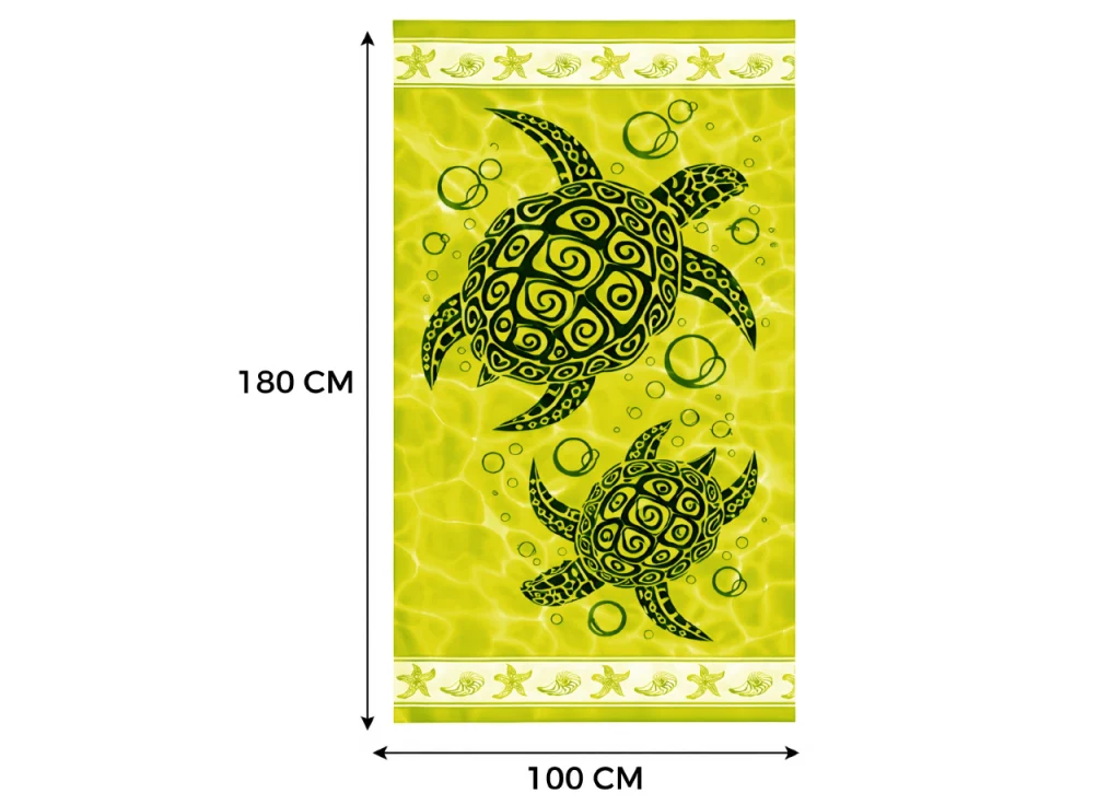 Telo Mare Grande 100x180 Spugna Spiaggia Piscina Maui Turtle D28 - Telo Mare - Giallo Acido - Image 3