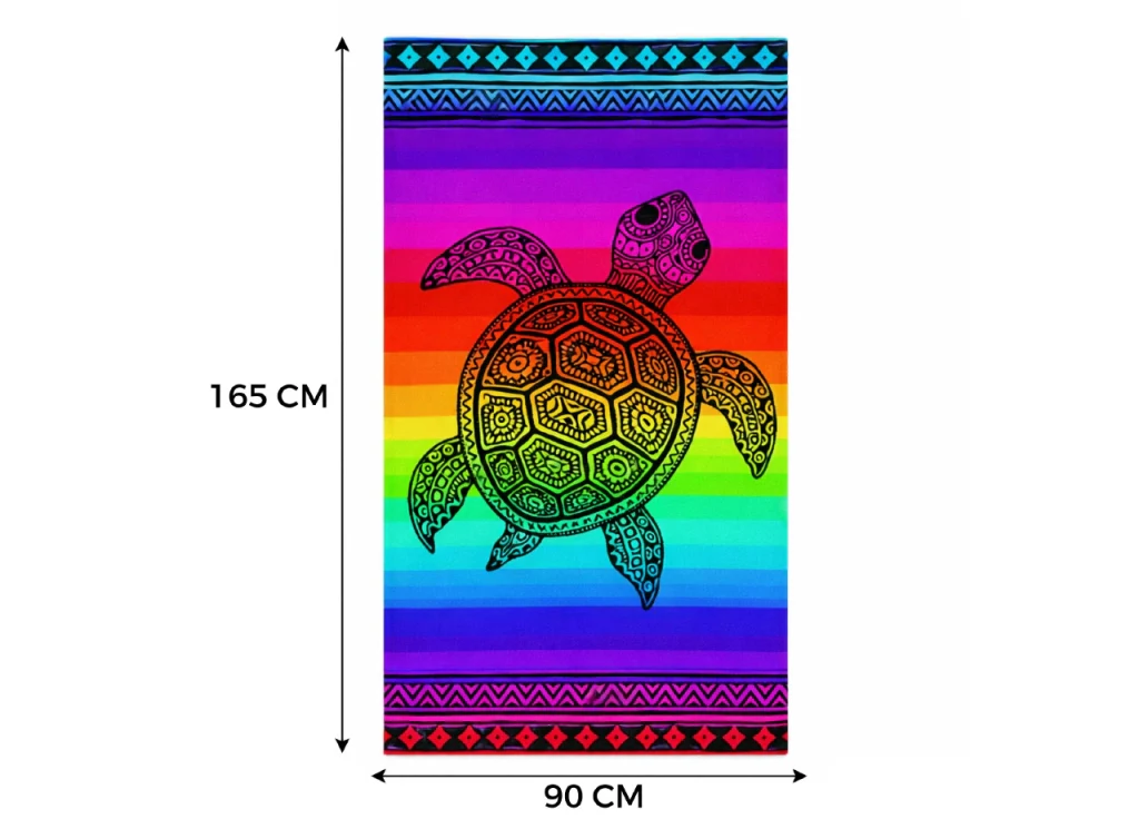 Telo Mare Jacquard Spugna Asciugamano Spiaggia Disegno Fantasy Turtle - Image 3