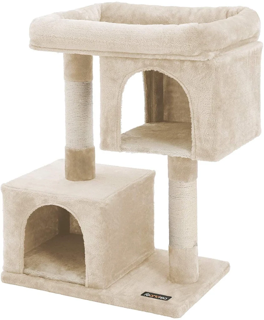 Tiragraffi a colonna in sisal per affilare artigli 2 lussuose nicchie mobili da casa da gioco per gattini gatti e felini colore beige 12_0000156