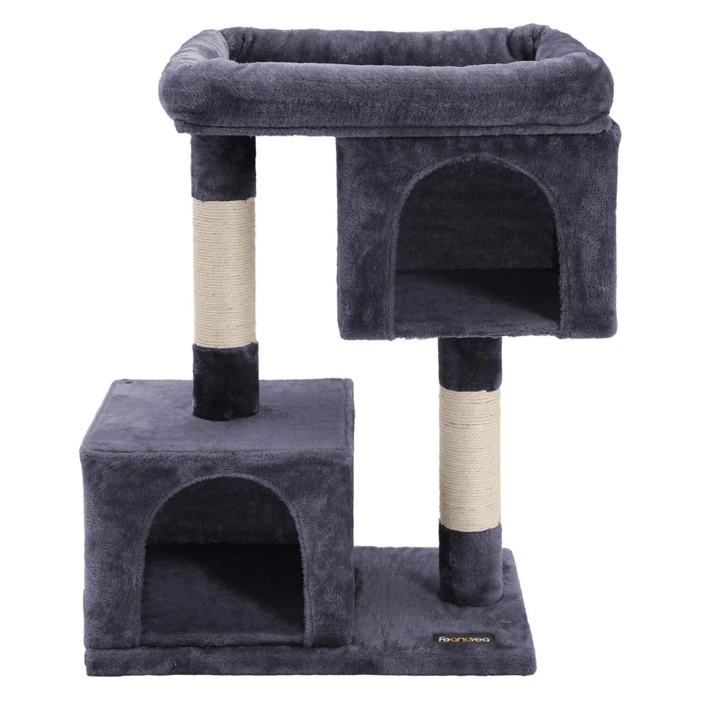Tiragraffi a colonna in sisal per affilare gli artigli 2 lussuose nicchie mobili da gioco per gattini gatti e felini 84 cm colore grigio scuro 12_0001153 - Image 2