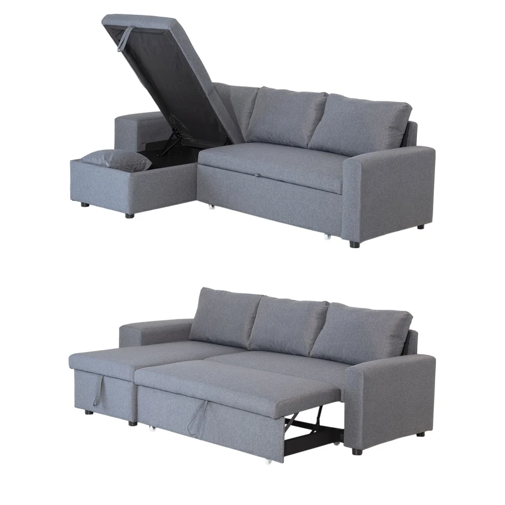 TONYDivano letto angolare a 3 posti grigio screziato - Image 3