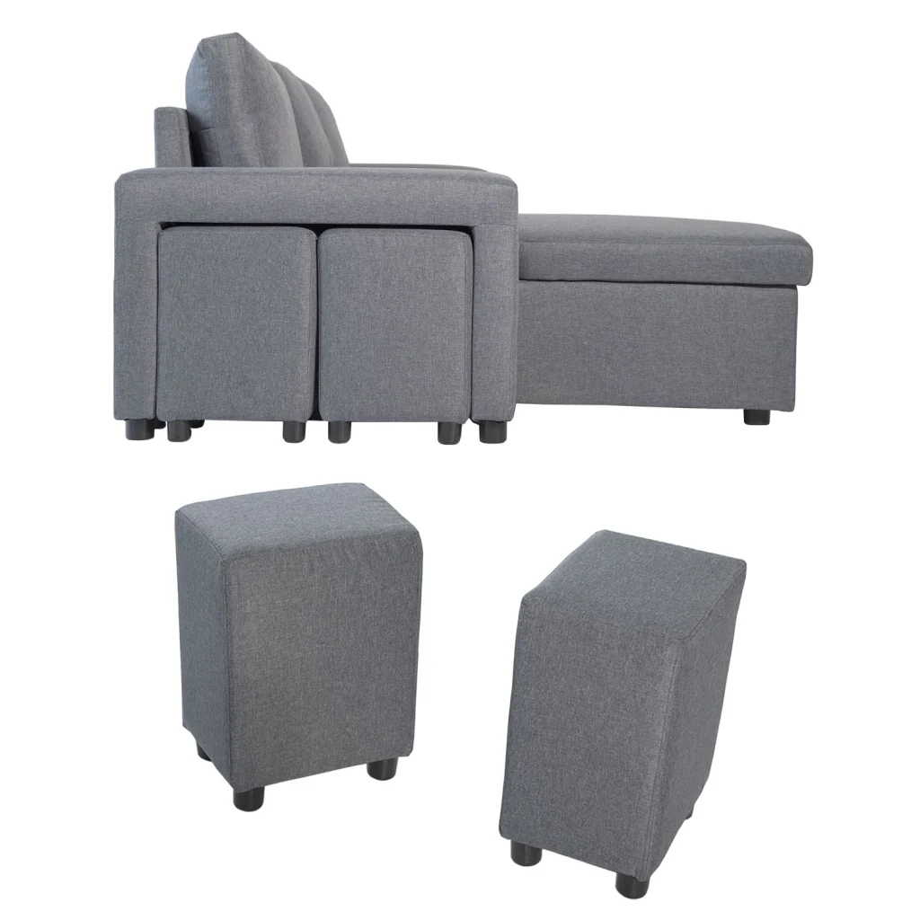 TONYDivano letto angolare a 3 posti grigio screziato - Image 4