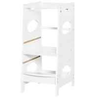 Torre Montessoriana per Bambini, Learning Tower con Altezza Regolabile in MDF, 40x50x90cm, Bianco - Image 10