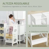 Torre Montessoriana per Bambini, Learning Tower con Altezza Regolabile in MDF, 40x50x90cm, Bianco - Image 4