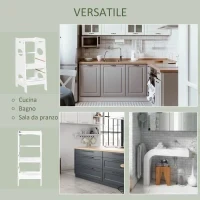 Torre Montessoriana per Bambini, Learning Tower con Altezza Regolabile in MDF, 40x50x90cm, Bianco - Image 7