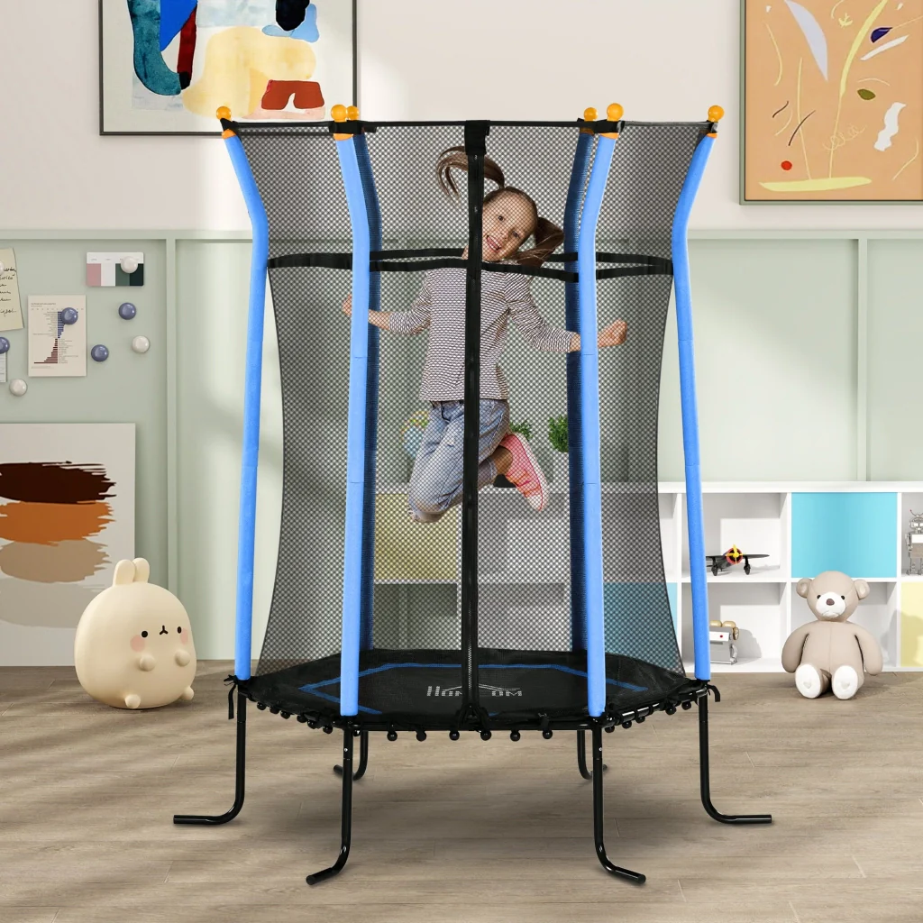 Trampolino Tappeto Elastico per Bambini con Ingresso a Cerniera e Pali Imbottiti Ø163.5x190 cm in Acciaio, PP e EPE - Image 2