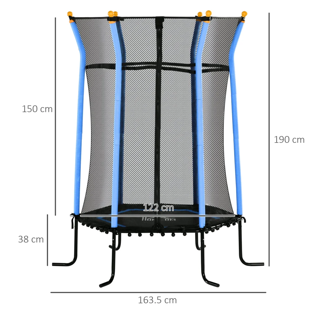 Trampolino Tappeto Elastico per Bambini con Ingresso a Cerniera e Pali Imbottiti Ø163.5x190 cm in Acciaio, PP e EPE - Image 3