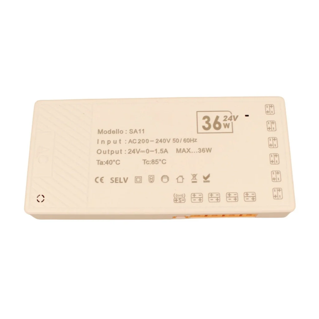 Trasformatore Alimentatore Led Driver Mobile 24V 36W, Con 10 Uscite Senza Polarità, Per Luce Led Da Guardaroba Armadio, 130X60X16mm, Cavo Alimentazione Con Spina EU Incluso