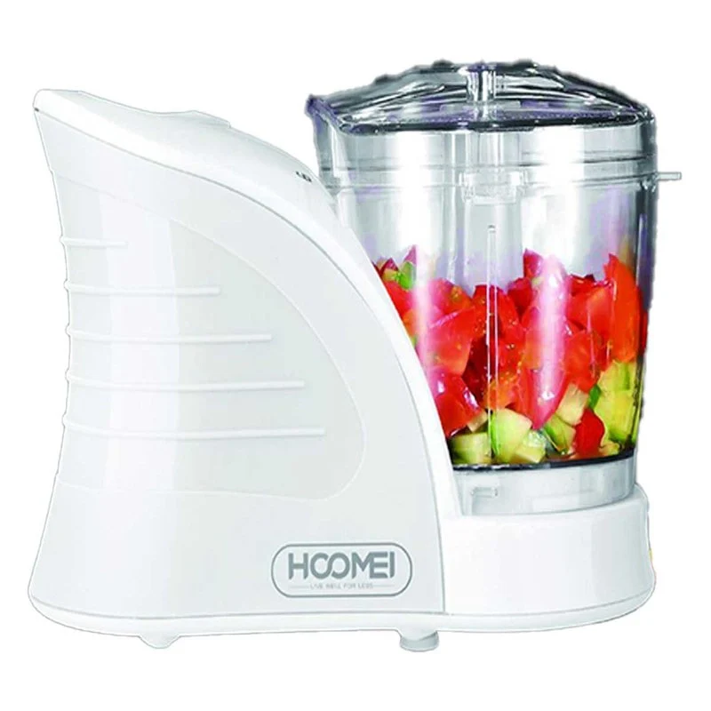 Tritatutto da Cucina Elettrico a Doppia Lame in Acciaio Inox 200W con 2 Velocita Vassoio in Vetro Temperato Capacita 400ml Bianco - Image 4