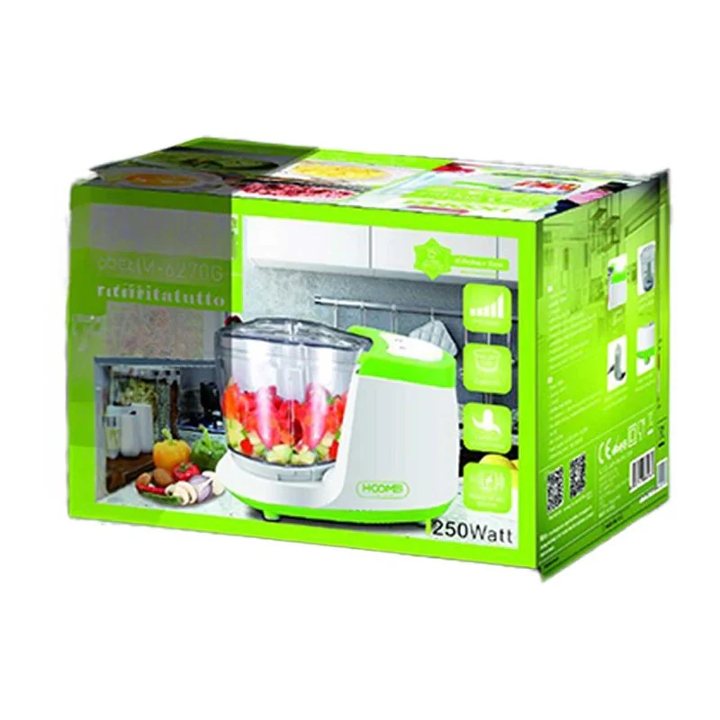 Tritatutto da Cucina Elettrico a Doppia Lame in Acciaio Inox 250W con 2 Velocita Vassoio in Vetro Temperato Capacita 400ml Verde - Image 3