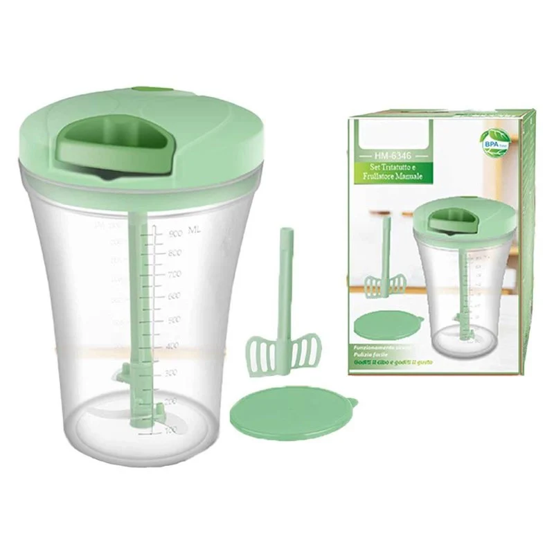 Tritatutto Manuale con Filo per Verdure Cipolle Patate Cubetti con Lame in Acciaio Inox Materiale BPA FREE Capacita 900mL - Image 2