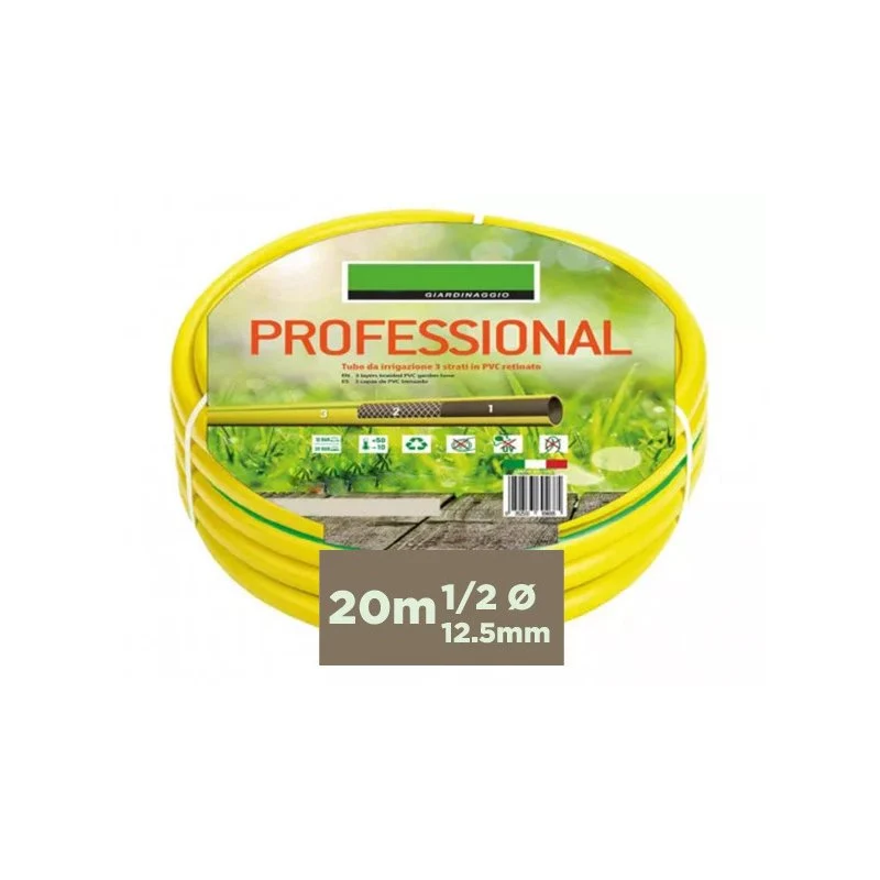 Tubo Irrigazione 3 Strati In PVC Retinato 1/2'' 12,5mm 20 Metri Tubo Flessibile da Giardino Uso Professionale - Image 3
